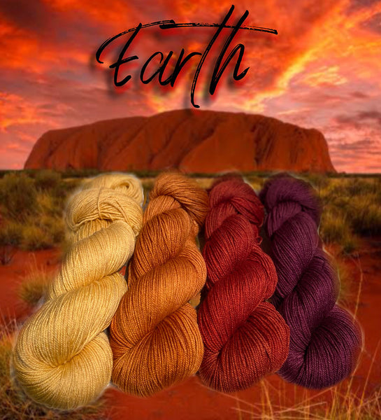 IxCHeL Fibre And Yarns 4ply Sock Yarn Geogradient Set Earth Captioned