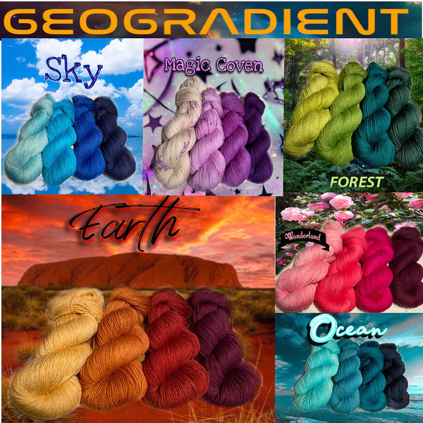 IxCHeL Fibre And Yarns 4ply Sock Yarn Geogradient Set Geogradients Montage