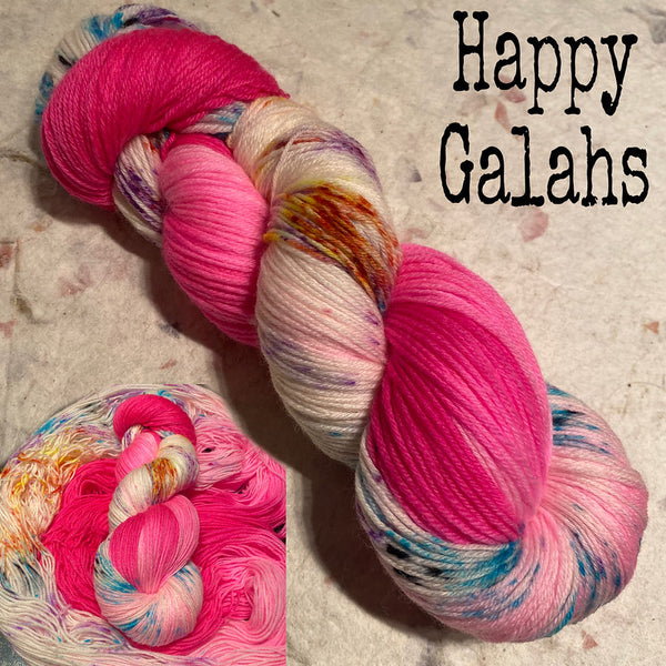 IxCHeL Fibre & Yarns 4ply Sock Yarn colourway Happy Galahs