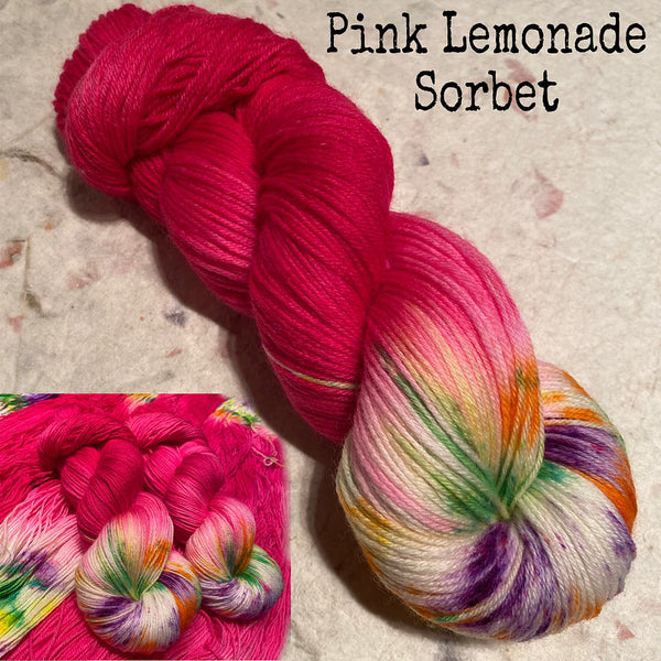 IxCHeL Fibre & Yarns 4ply Sock Yarn colourway Pink Lemonade Sorbet