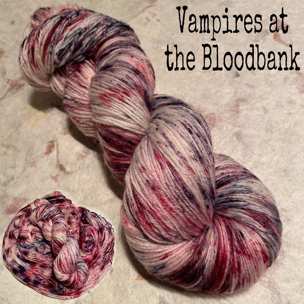 IxCHeL Fibre & Yarns 4ply Sock Yarn colourway Vampires At The Bloodbank