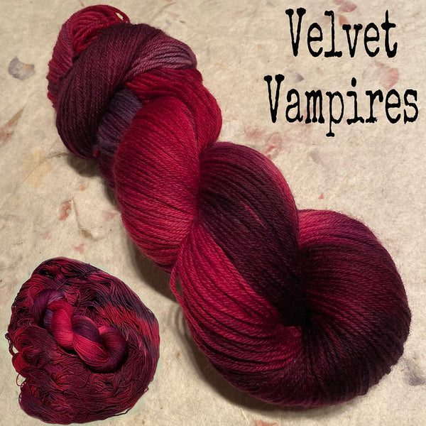 IxCHeL Fibre & Yarns 4ply Sock Yarn colourway Velvet Vampires