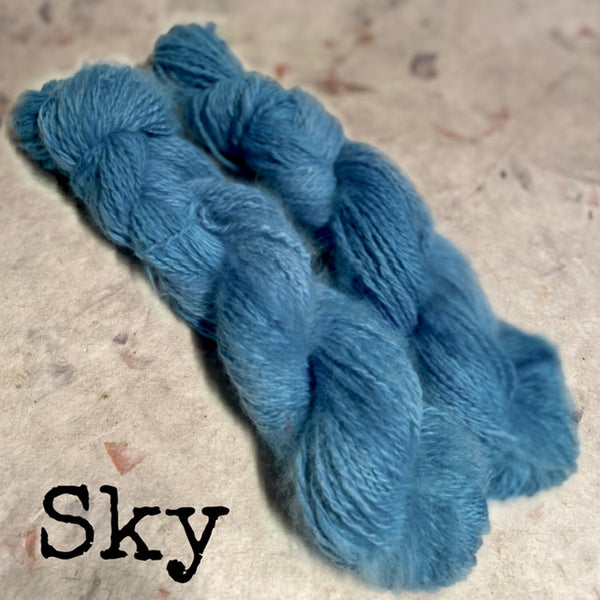 IxCHeL Fibre & Yarns 100% Angora Bunny 4ply Handspun Yarn colourway Sky