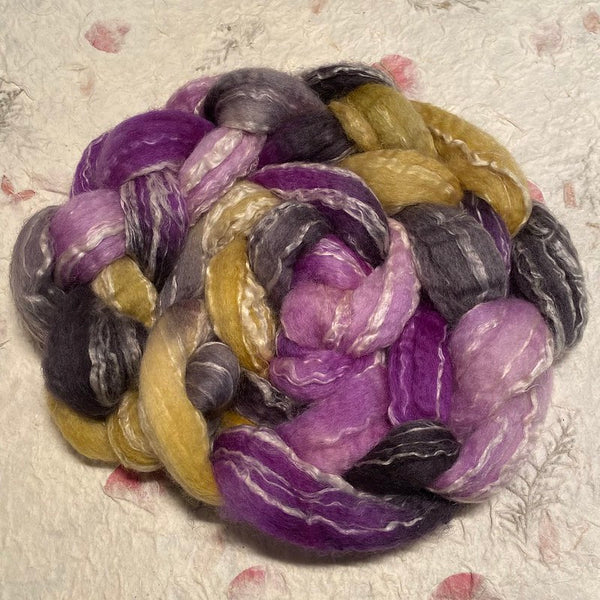IxCHeL Fibre& Yarns Blue Faced Leicester Seaweed Cashmere Tops colourway Moon Butterfly