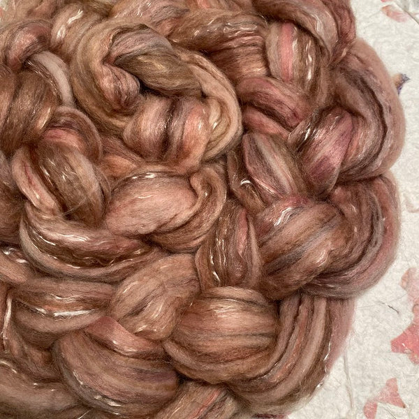 IxCHeL Fibre And Yarns Bunny Bison Bliss BBB Tops colourway Rose dyed with Madder Root