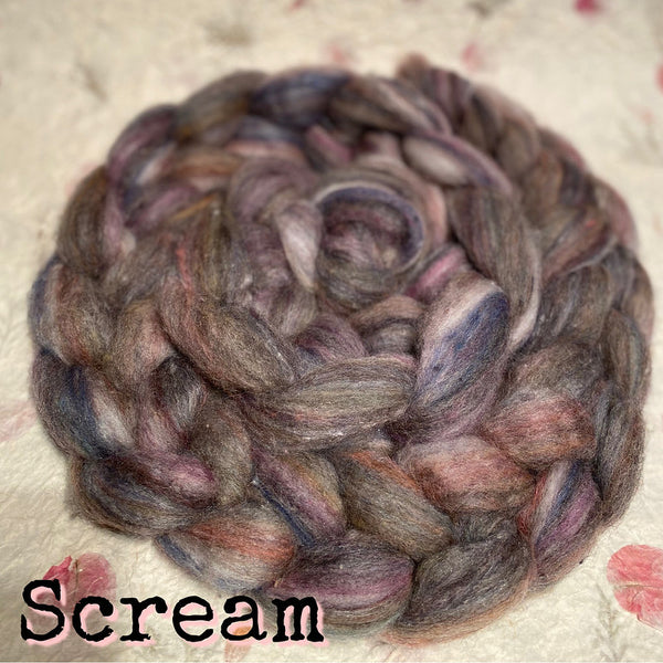 IxCHeL Fibre & Yarns Frankenfluff Tops colourway Scream
