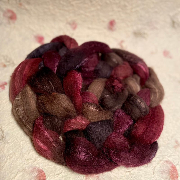 IxCHeL Fibre & Yarns Grey Shetland Mulberry Silk Cashmere Tops colourway Coffee & Romance