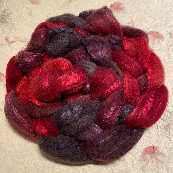 IxCHeL Fibre & Yarns Grey Shetland Mulberry Silk Cashmere Tops colourway Dark Secrets