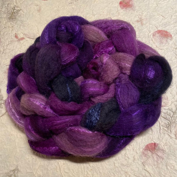 IxCHeL Fibre & Yarns Grey Shetland Mulberry Silk Cashmere Tops colourway Hocus Pocus