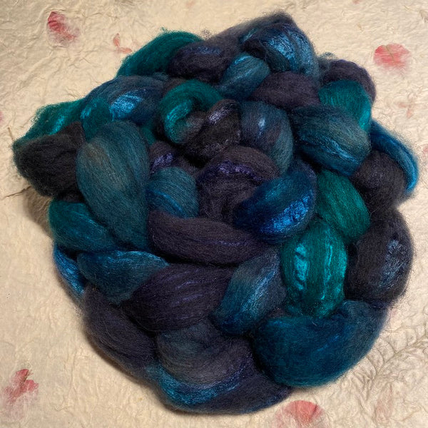 IxCHeL Fibre & Yarns Grey Shetland Mulberry Silk Cashmere Tops colourway Inkheart