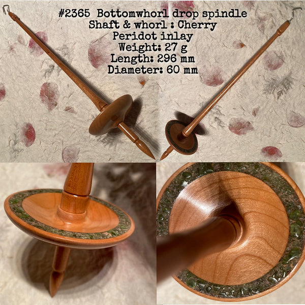 IxCHeL Fibre And Yarns LotBD Bottom Whorl Drop And Support Spindle Cherry Peridot Inlay #2365