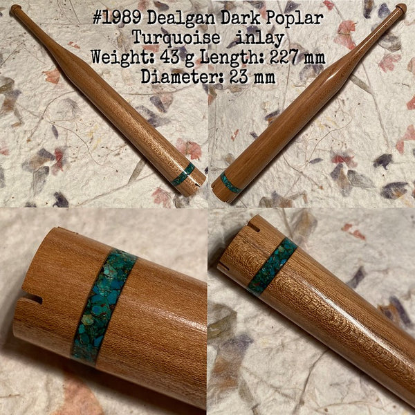 IxCHeL Fibre & Yarns LotBD Dealgan  made of Dark Poplar with Turquoise Stone Inlay #1989
