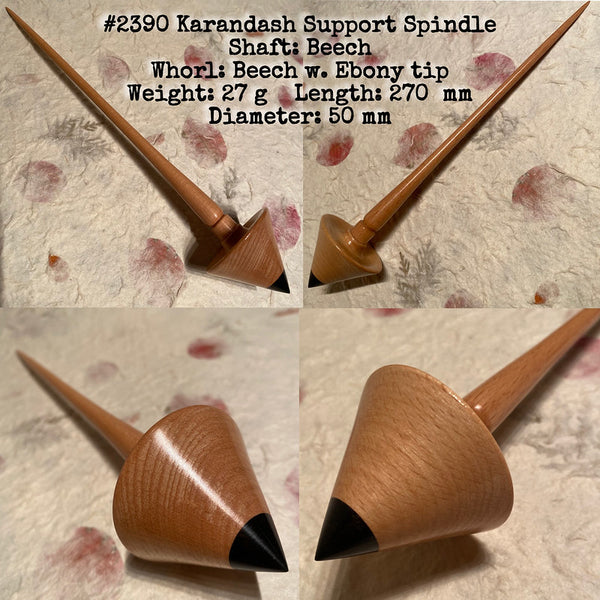 IxCHeL Fibre & Yarns LotBD Karandash Support Spindle made from Beech with Ebony Tip #2390