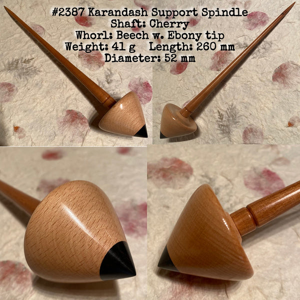 IxCHeL Fibre & Yarns LotBD Karandash Support Spindle made from Cherry Beech with Ebony Tip #2387