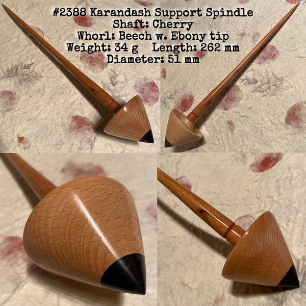 IxCHeL Fibre & Yarns LotBD Karandash Support Spindle made from Cherry Beech with Ebony Tip #2388