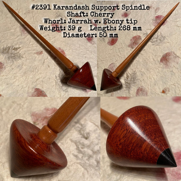IxCHeL Fibre & Yarns LotBD Karandash Support Spindle made from Cherry Jarrah with Ebony Tip #2391