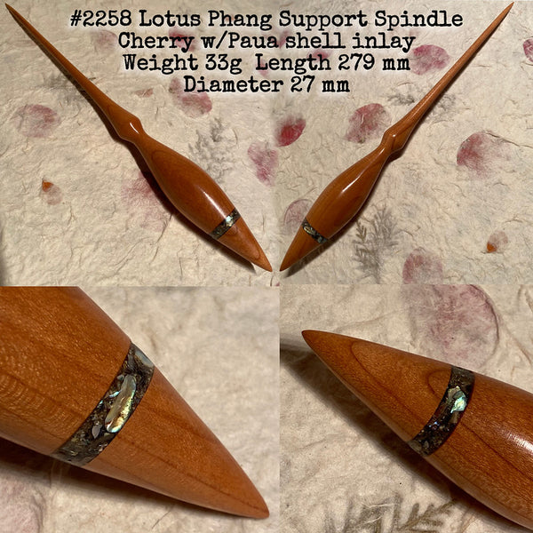 IxCHeL Fibre & Yarns LotBD Lotus Phang Support Spindle crafted in Cherry with Paua Shell Inlay #2258