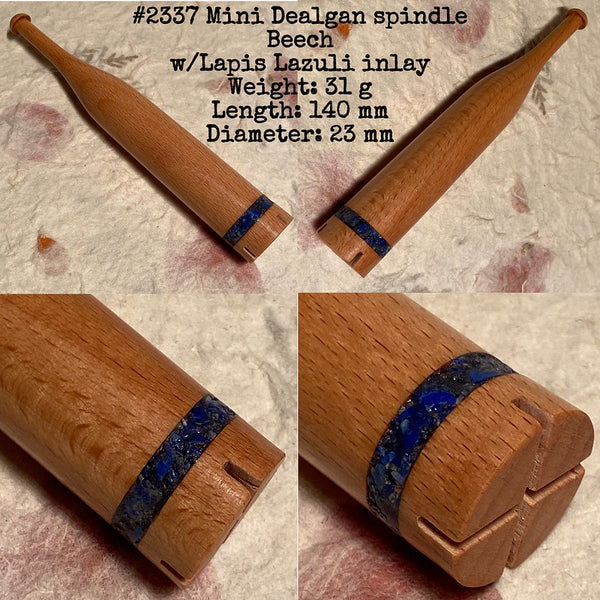 IxCHeL Fibre & Yarns LotBD Mini Dealgan made from Beech with Lapis Lazuli Inlay #2337