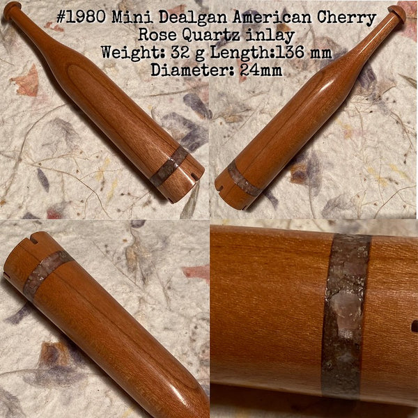 IxCHeL Fibre & Yarns LotBD Mini Dealgan made from Cherry with Rose Quartz Inlay #1980