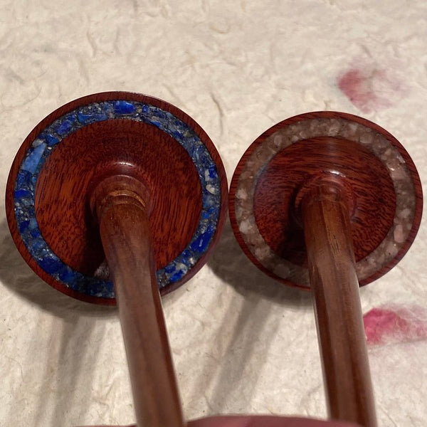 IxCHeL Fibre And Yarns LotBD Tibetan Support Spindle Mixed Inlay Samples