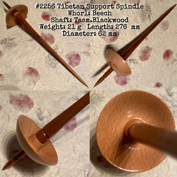 IxCHeL Fibre And Yarns LotBD Tibetan Support Spindle crafted in Tasmanian Blackwood & Beech #2256