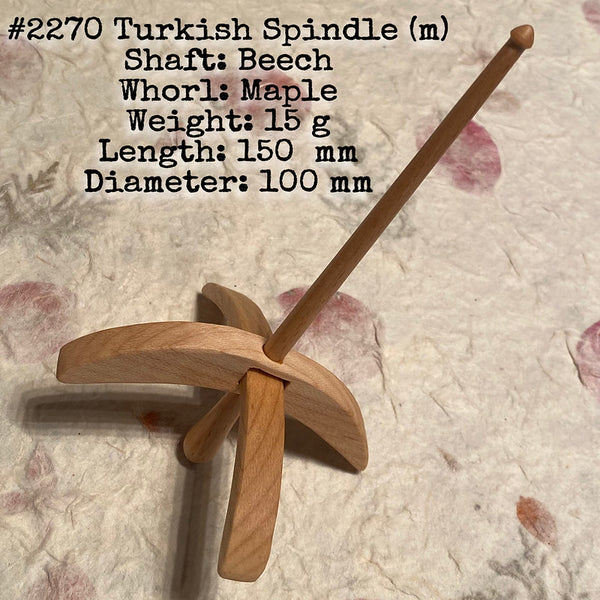 IxCHeL Fibre & Yarns LotBD Turkish Medium Spindle crafted with Beech & Maple #2270