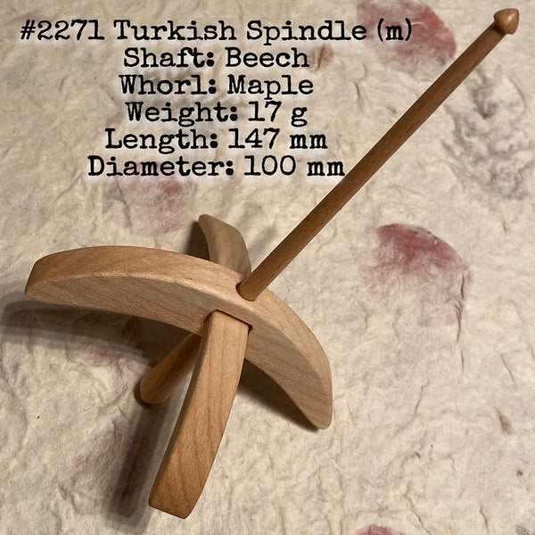 IxCHeL Fibre & Yarns LotBD Turkish Medium Spindle crafted with Beech & Maple #2271