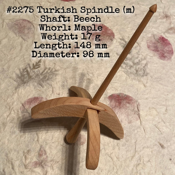 IxCHeL Fibre & Yarns LotBD Turkish Medium Spindle crafted with Beech & Maple #2275
