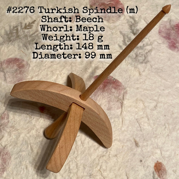 IxCHeL Fibre & Yarns LotBD Turkish Medium Spindle crafted with Beech & Maple #2276