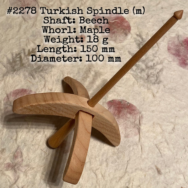 IxCHeL Fibre & Yarns LotBD Turkish Medium Spindle crafted with Beech & Maple #2278