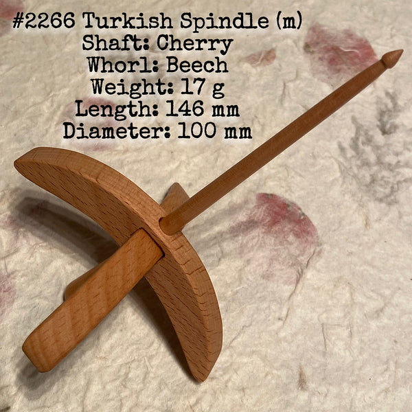 IxCHeL Fibre & Yarns LotBD Turkish Medium Spindle crafted with Beech & Cherry #2266