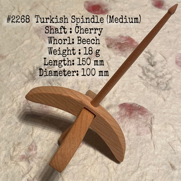 IxCHeL Fibre & Yarns LotBD Turkish Medium Spindle crafted with Cherry & Beech #2268