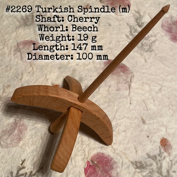 IxCHeL Fibre & Yarns LotBD Turkish Medium Spindle crafted with Cherry & Beech #2269
