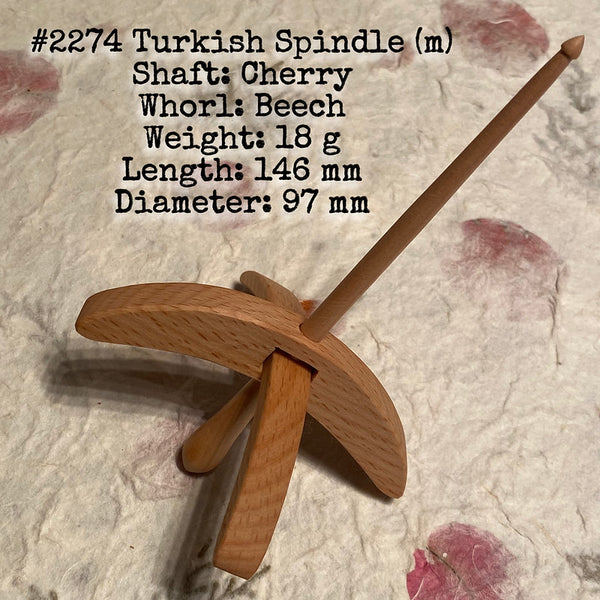 IxCHeL Fibre & Yarns LotBD Turkish Medium Spindle crafted with Cherry & Beech #2274