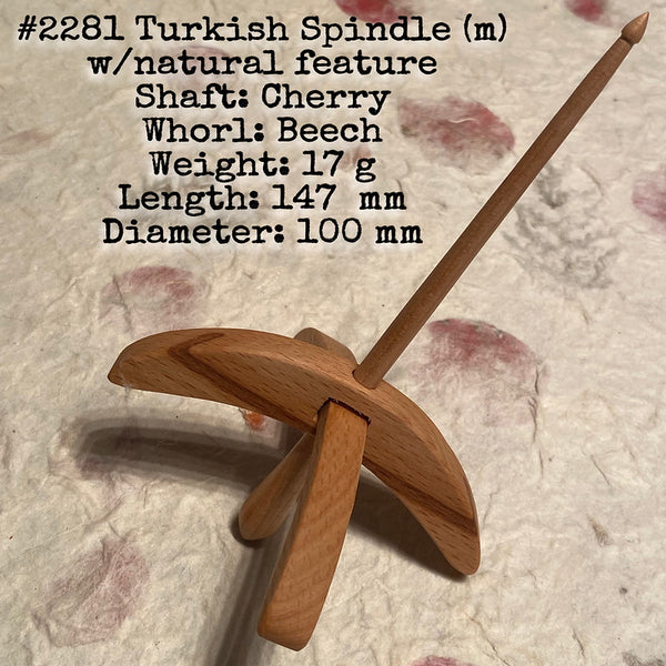IxCHeL Fibre & Yarns LotBD Turkish Medium Spindle crafted with Cherry & Beech with a Natural Feature #2281