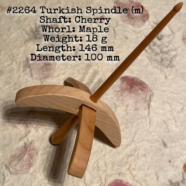 IxCHeL Fibre & Yarns LotBD Turkish Medium Spindle crafted with Cherry & Maple #2264