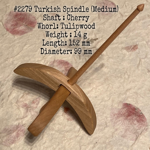 IxCHeL Fibre & Yarns LotBD Turkish Medium Spindle crafted with Cherry & Tulipwood #2279