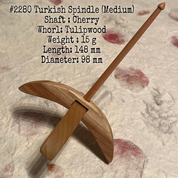IxCHeL Fibre & Yarns LotBD Turkish Medium Spindle crafted with Cherry & Tulipwood #2280