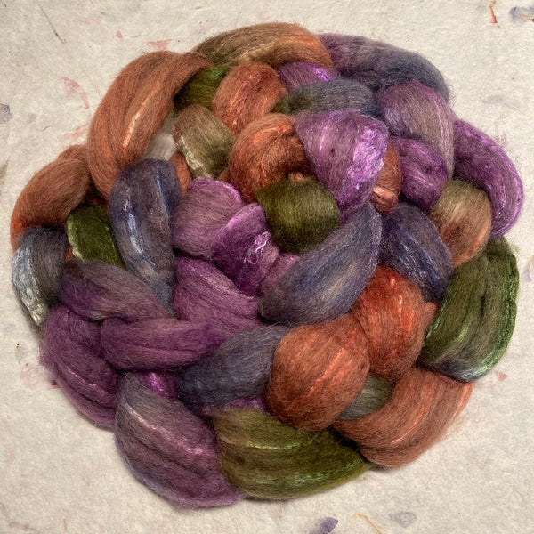 IxCHeL Fibre & Yarns Ouessant BFL Silk Tops colourway Coral Mystique