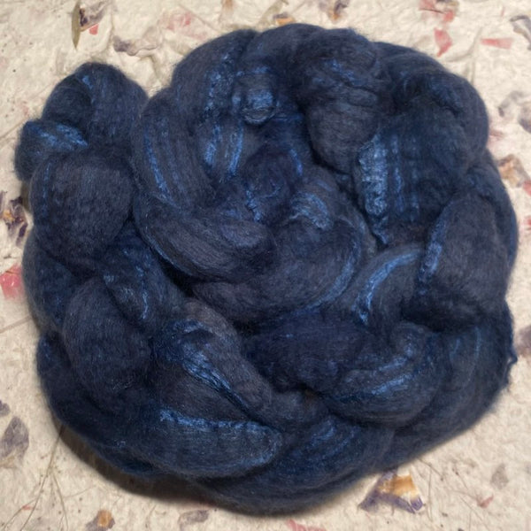 IxCHeL Fibre & Yarns Ouessant BFL Silk Tops colourway Indigo