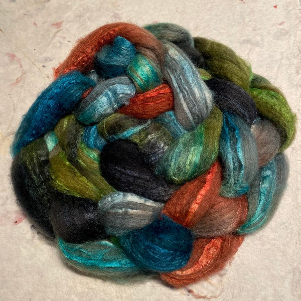 IxCHeL Fibre & Yarns Ouessant BFL Silk Tops  colourway Mermaid Reality Show
