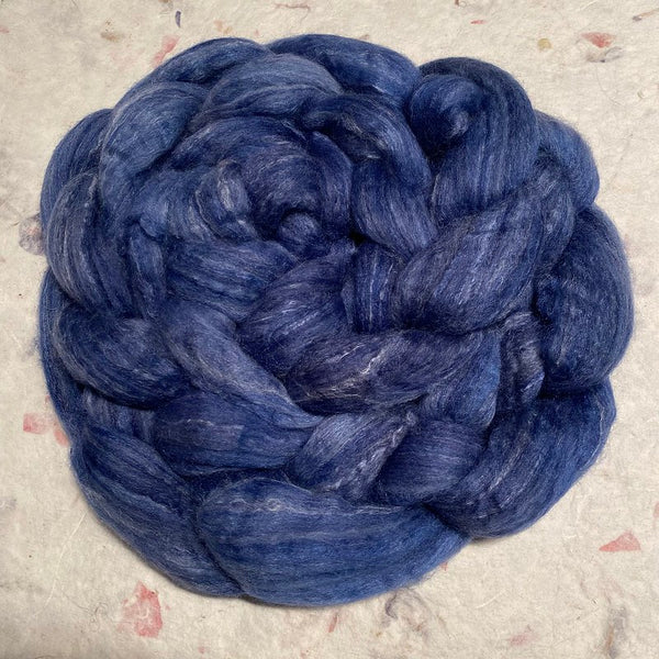 IxCHeL Fibre & Yarns Pearl Bunny Tops colourway Night Sky dyed with Indigo