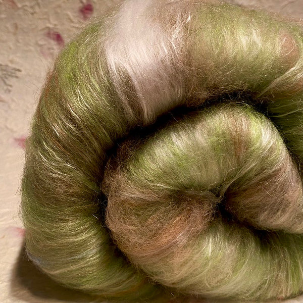 IxCHeL Fibre & Yarns Possum Cashmere Merino Silk Spinning Batts colourway Forest