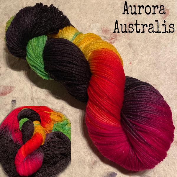 IxCHeL Fibre & Yarns Silver Star 4ply Sock Yarn colourway Aurora Australis