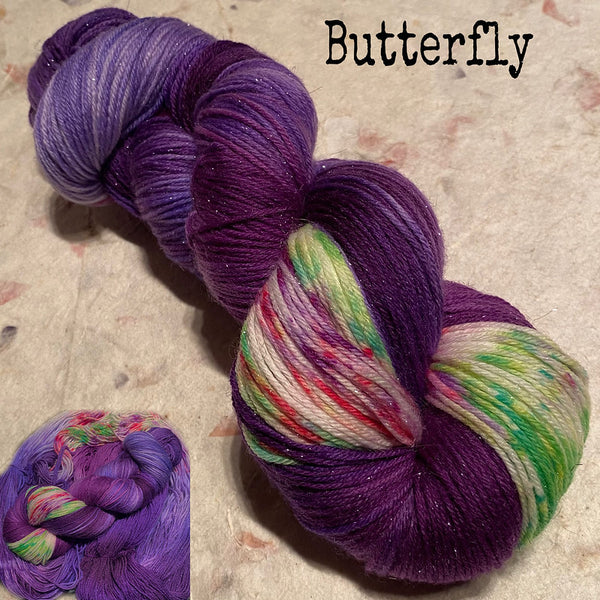 IxCHeL Fibre & Yarns Silver Star 4ply Sock Yarn colourway Butterfly