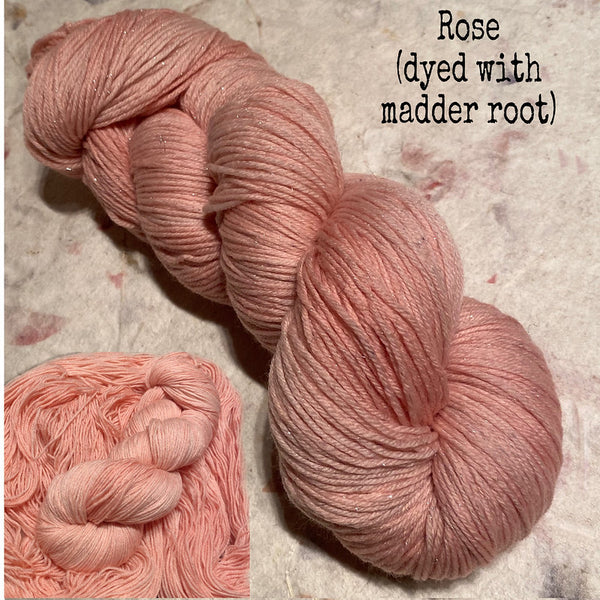 IxCHeL Fibre & Yarns Silver Star 4ply Sock Yarn colourway Rose (dyed with Madder Root)