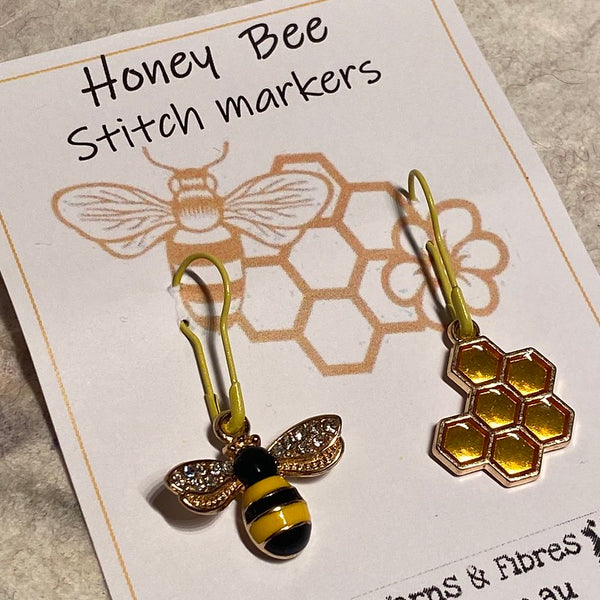 IxCHeL Fibre & Yarns Stitch Markers Honey Bee & Comb Set