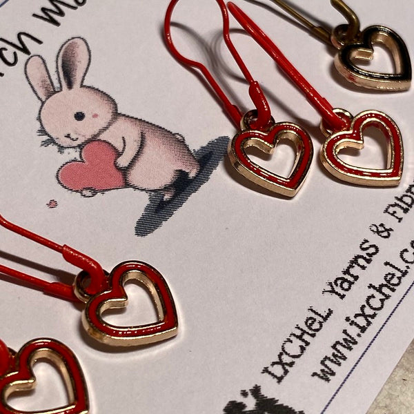 IxCHeL Fibre And Yarns Stitch Markers For knitters Love Heart Red