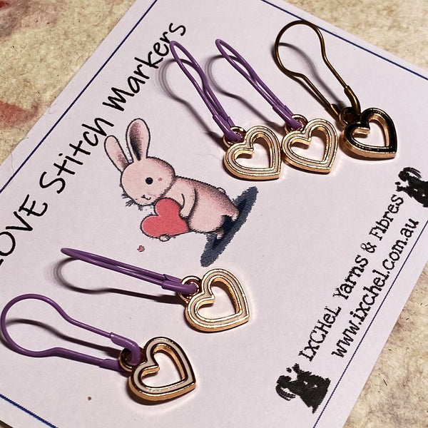 IxCHeL Fibre And Yarns Stitch Markers For knitters Love Heart White