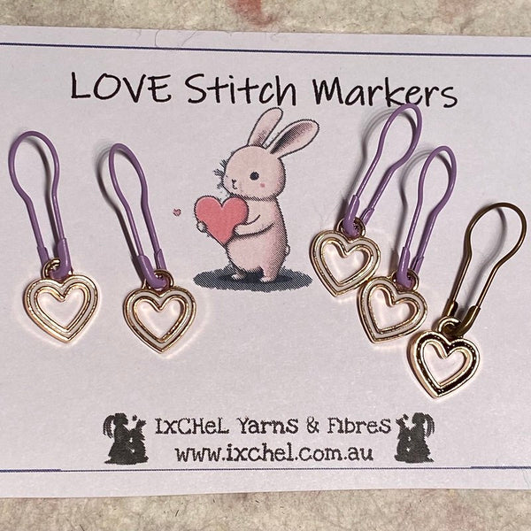 IxCHeL Fibre And Yarns Stitch Markers For knitters Love Heart White